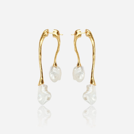 Golden Willow Pearl Earrings - Voisson