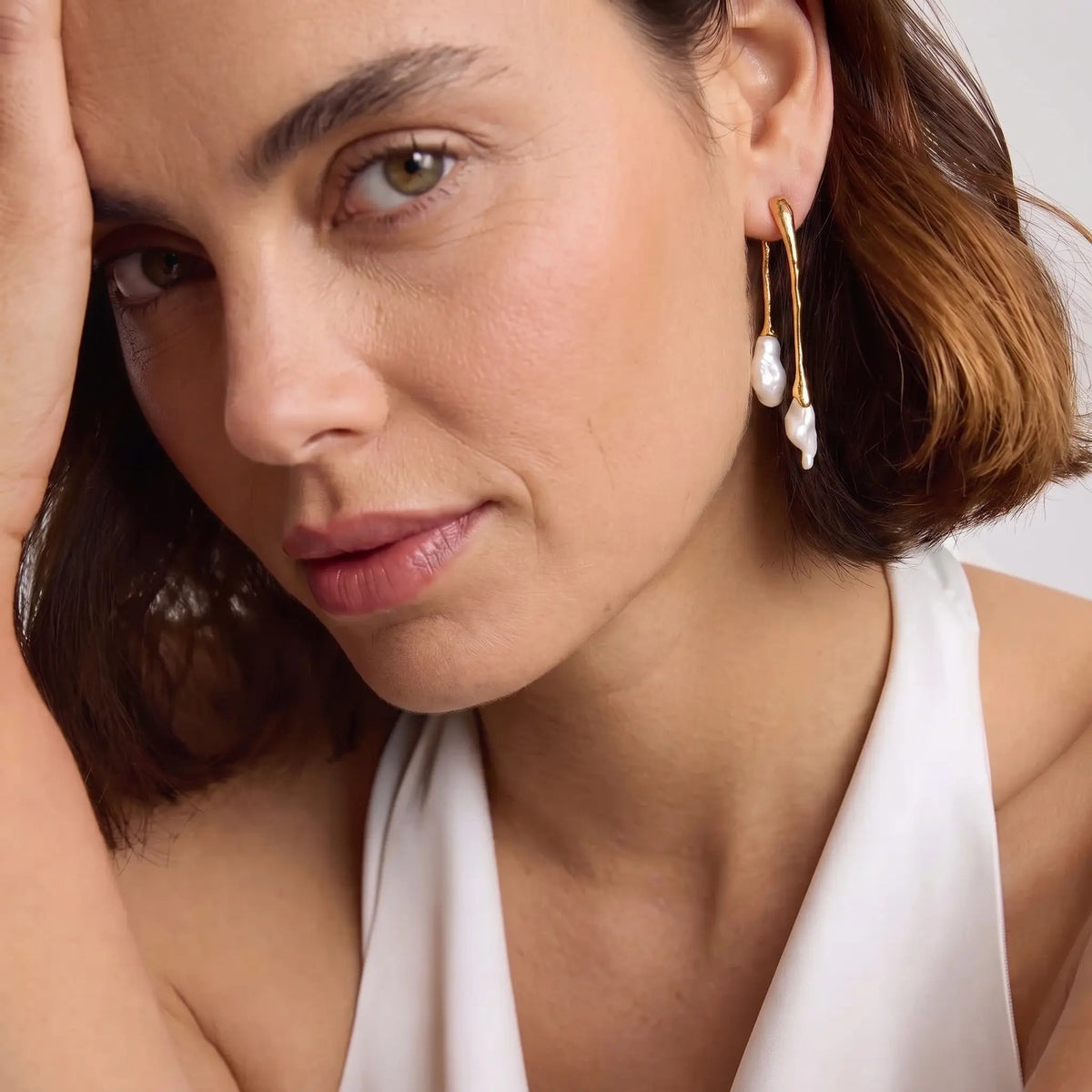 Golden Willow Pearl Earrings - Voisson