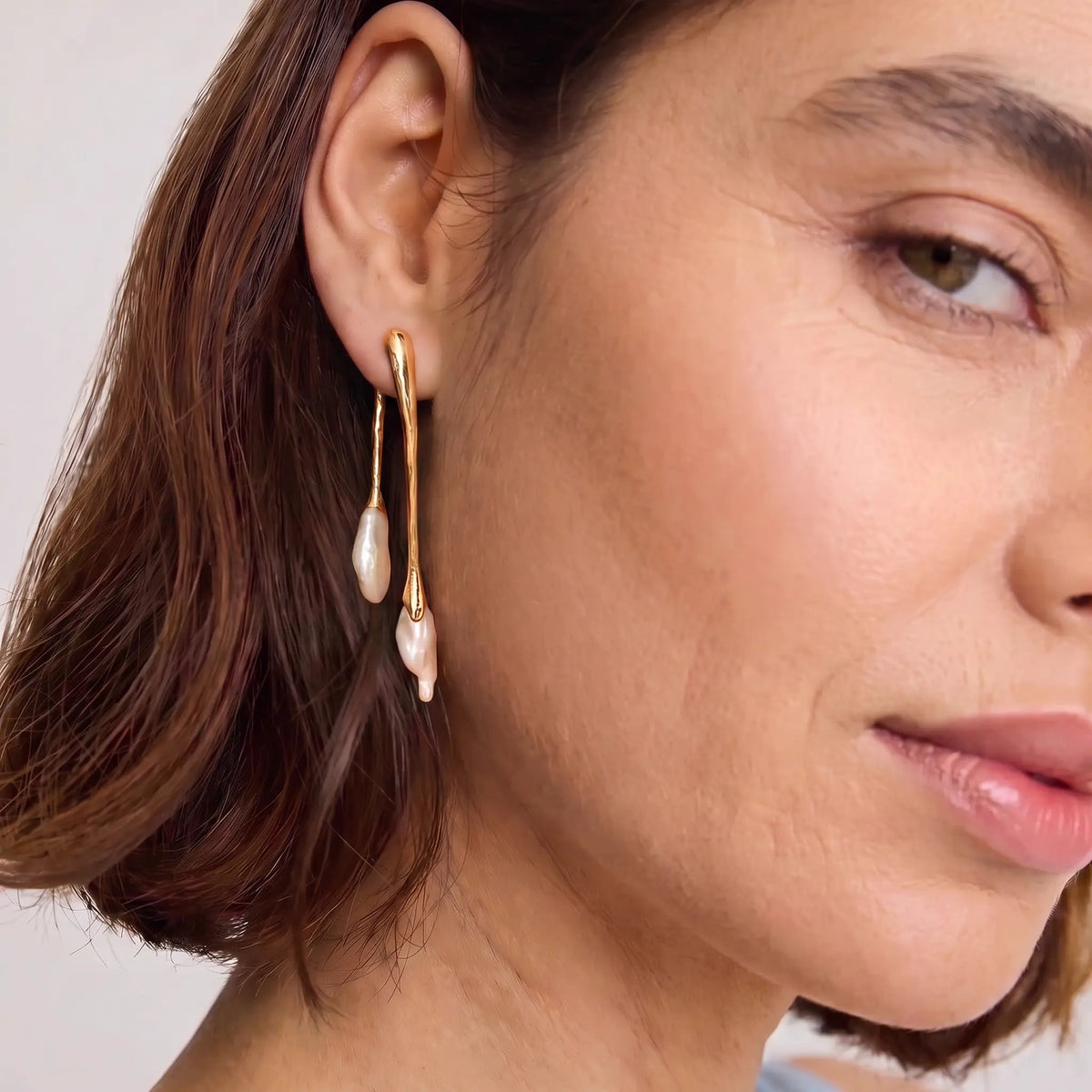 Golden Willow Pearl Earrings - Voisson