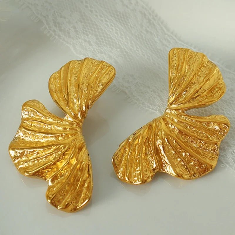 GoldLeaf Chunky SS Drop Earrings - Voisson