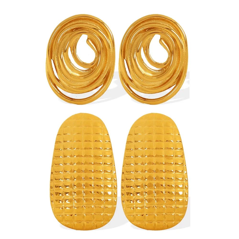 GoldMaze Chunky SS Stud Earrings - Voisson