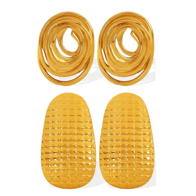 GoldMaze Chunky SS Stud Earrings - Voisson