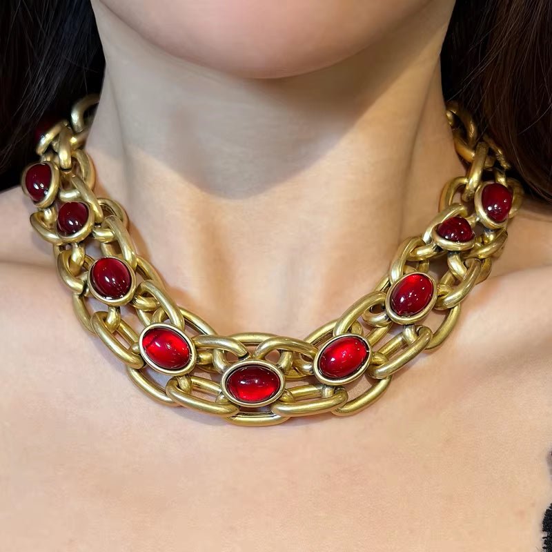 Grand Cabochon Chain Necklace - Voisson