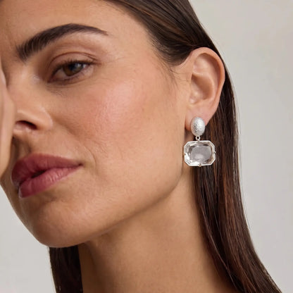 Crystal Frame Drop Earrings