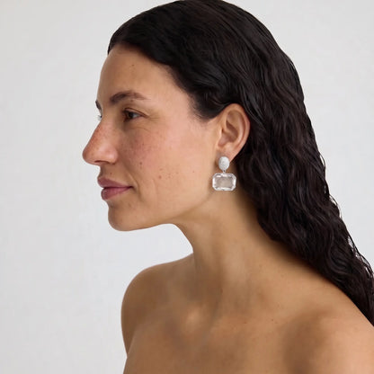 Crystal Frame Drop Earrings