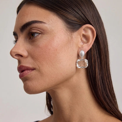 Crystal Frame Drop Earrings