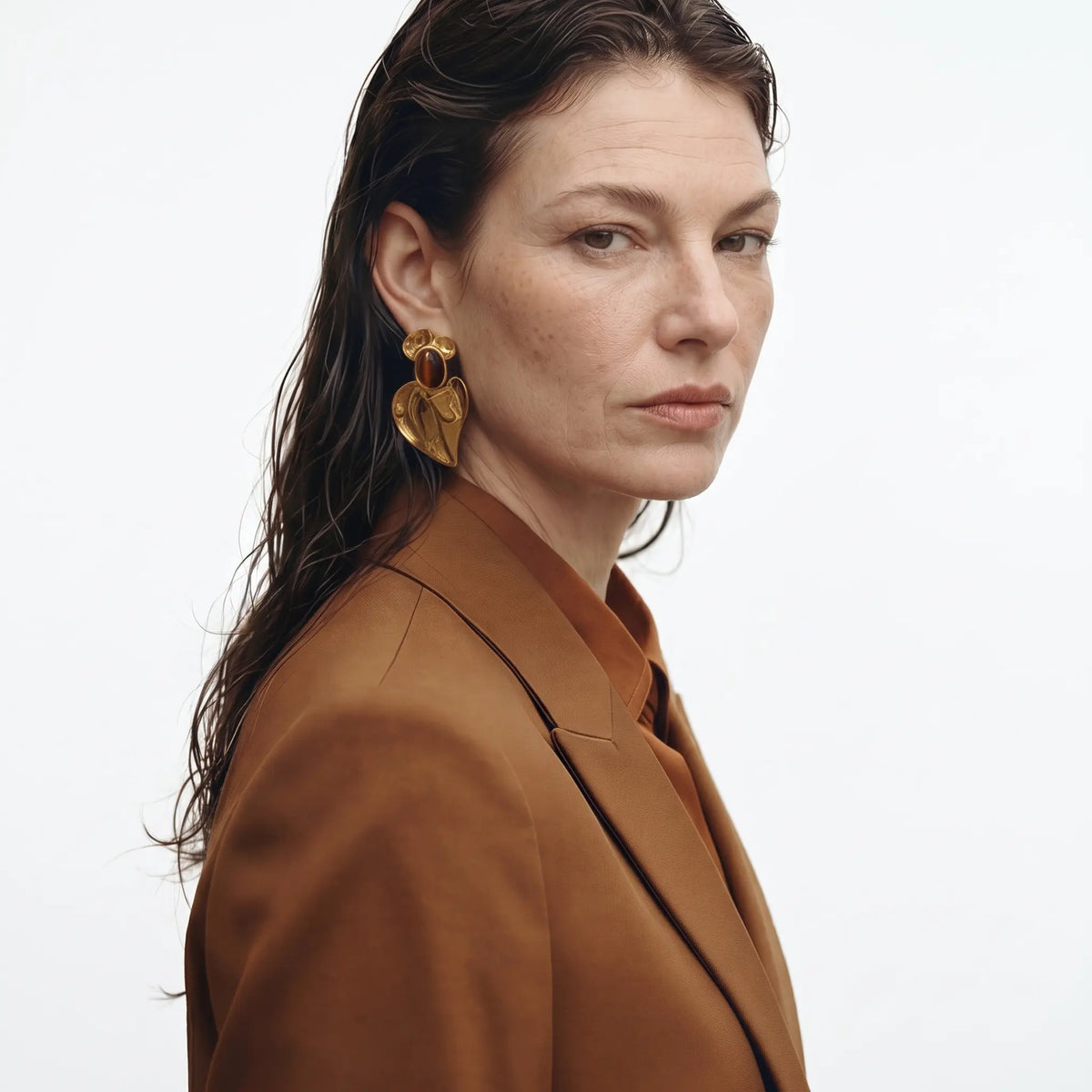 Amber Leaf Statement Earrings