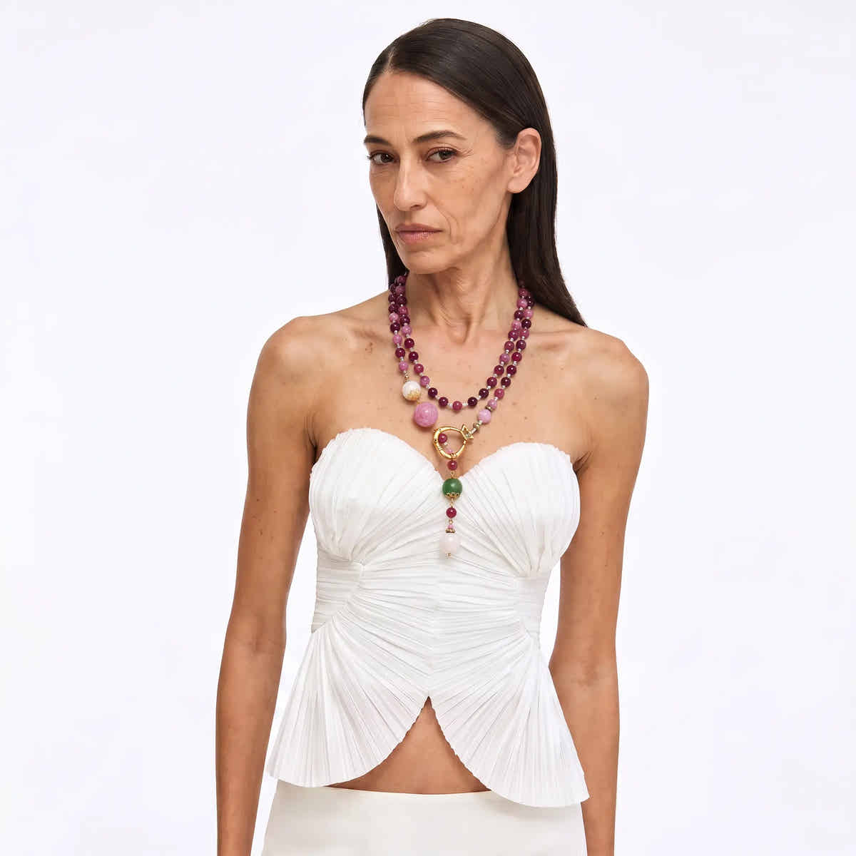 Ruby Serpent Lariat Necklace