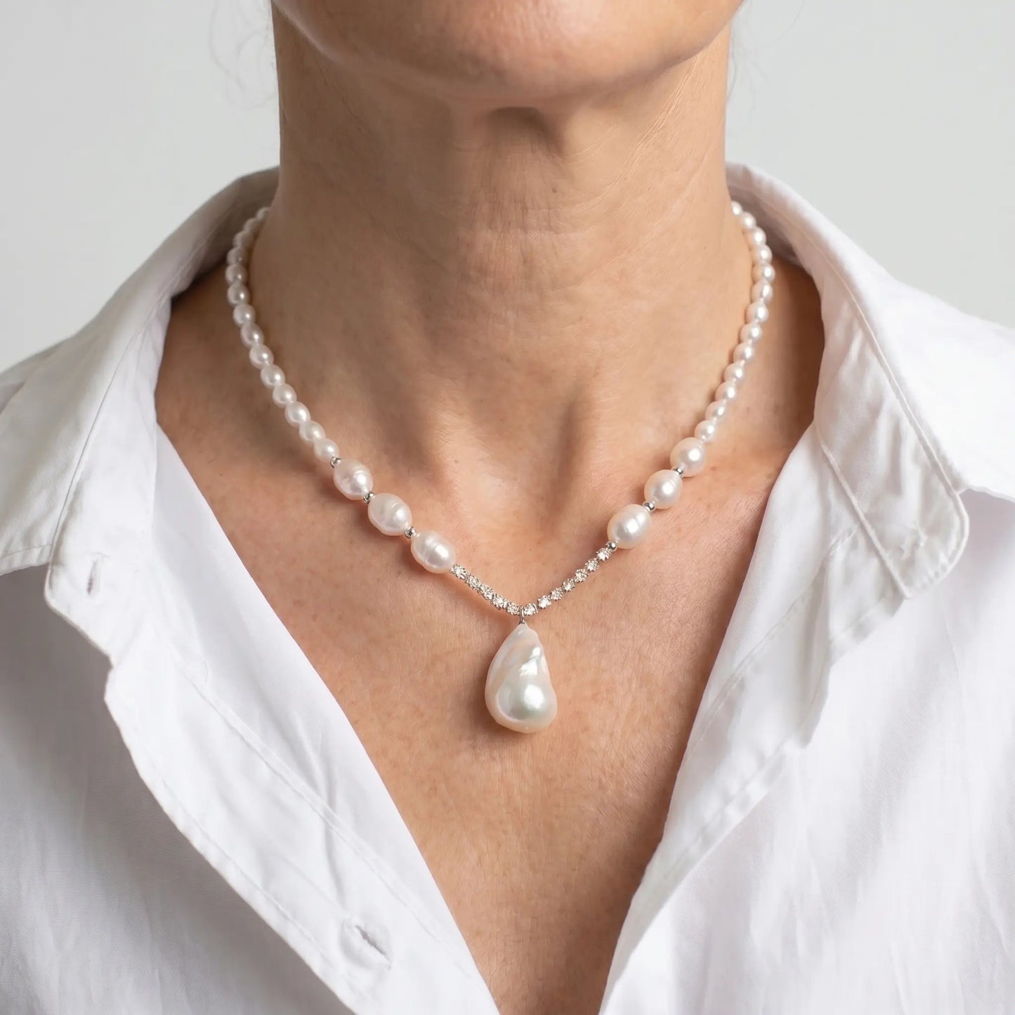 Ivory Drop Pearl Necklace - Voisson