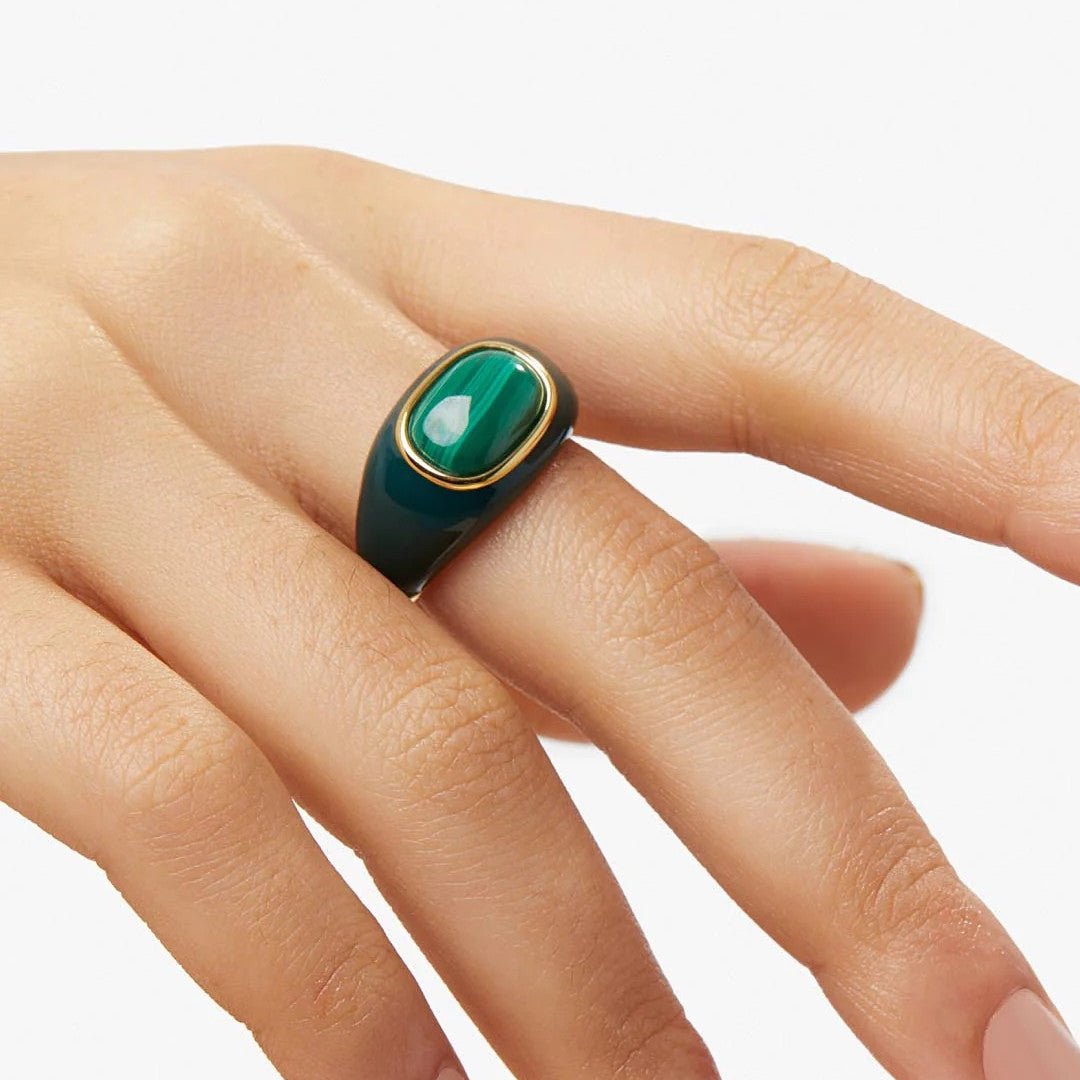 Kairal Natural Malachite Drop Glaze Ring - Voisson