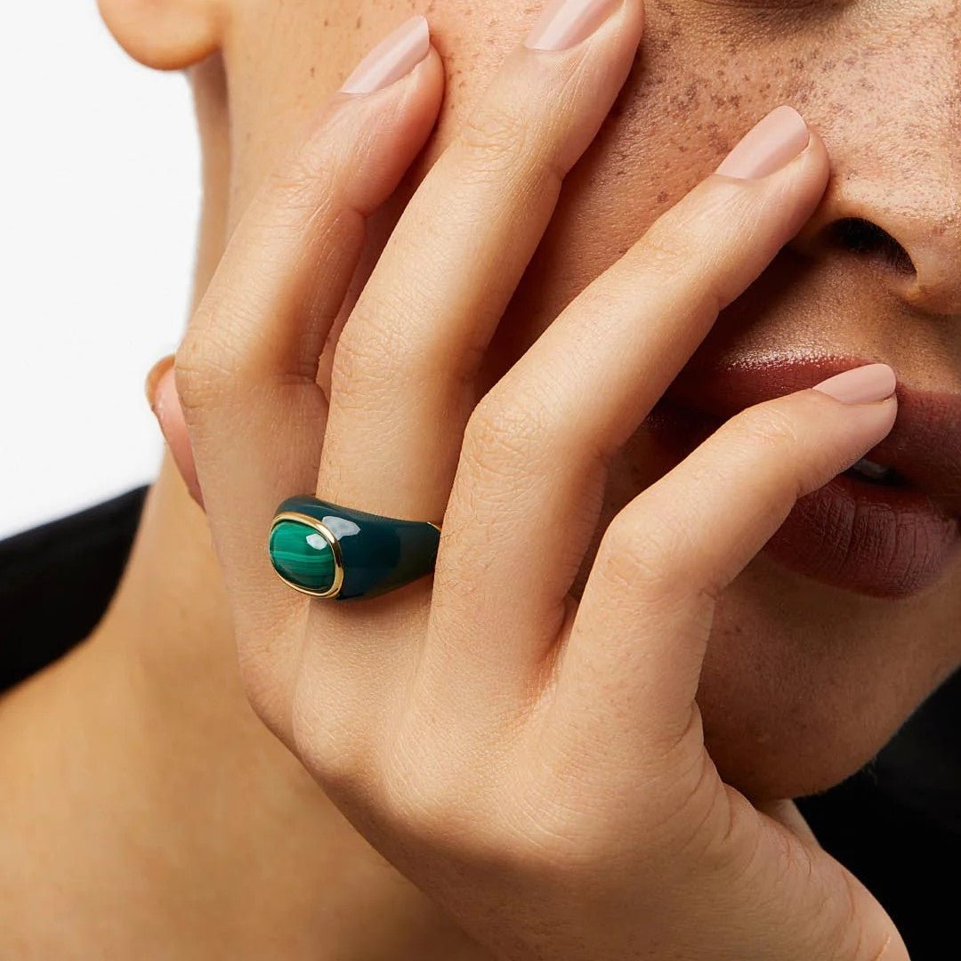 Kairal Natural Malachite Drop Glaze Ring - Voisson