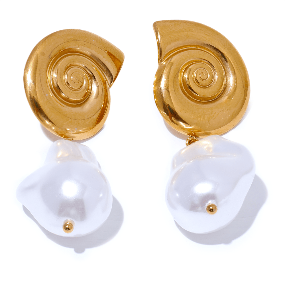 LusterShell SS Pearl Drop Earrings - Voisson