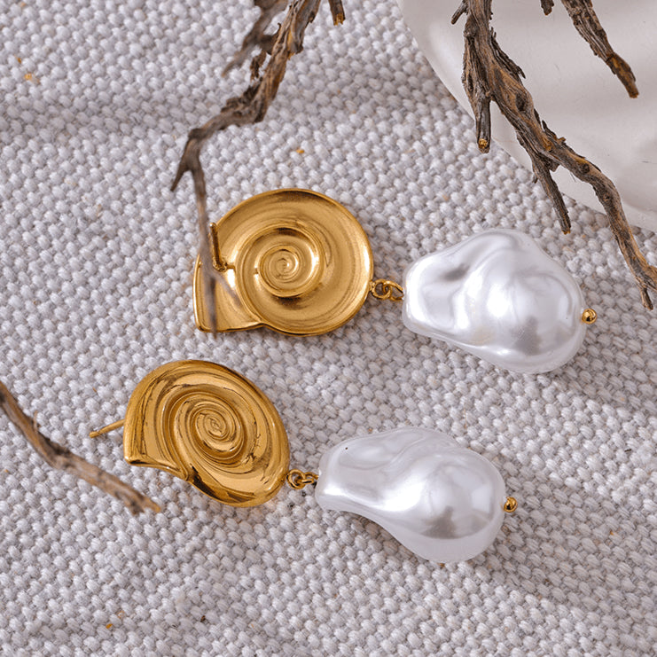 LusterShell SS Pearl Drop Earrings - Voisson