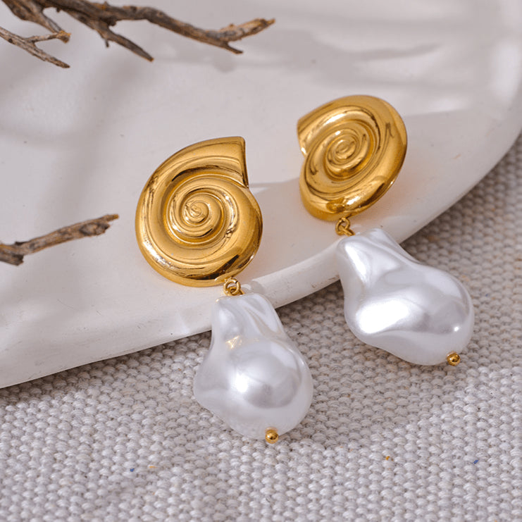 LusterShell SS Pearl Drop Earrings - Voisson