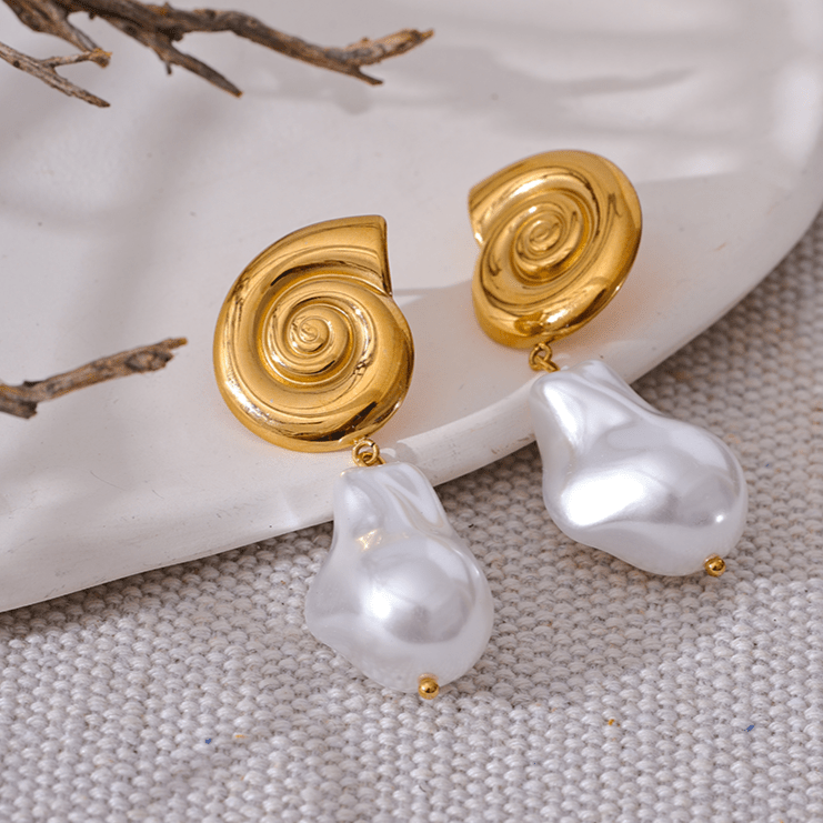 LusterShell SS Pearl Drop Earrings - Voisson