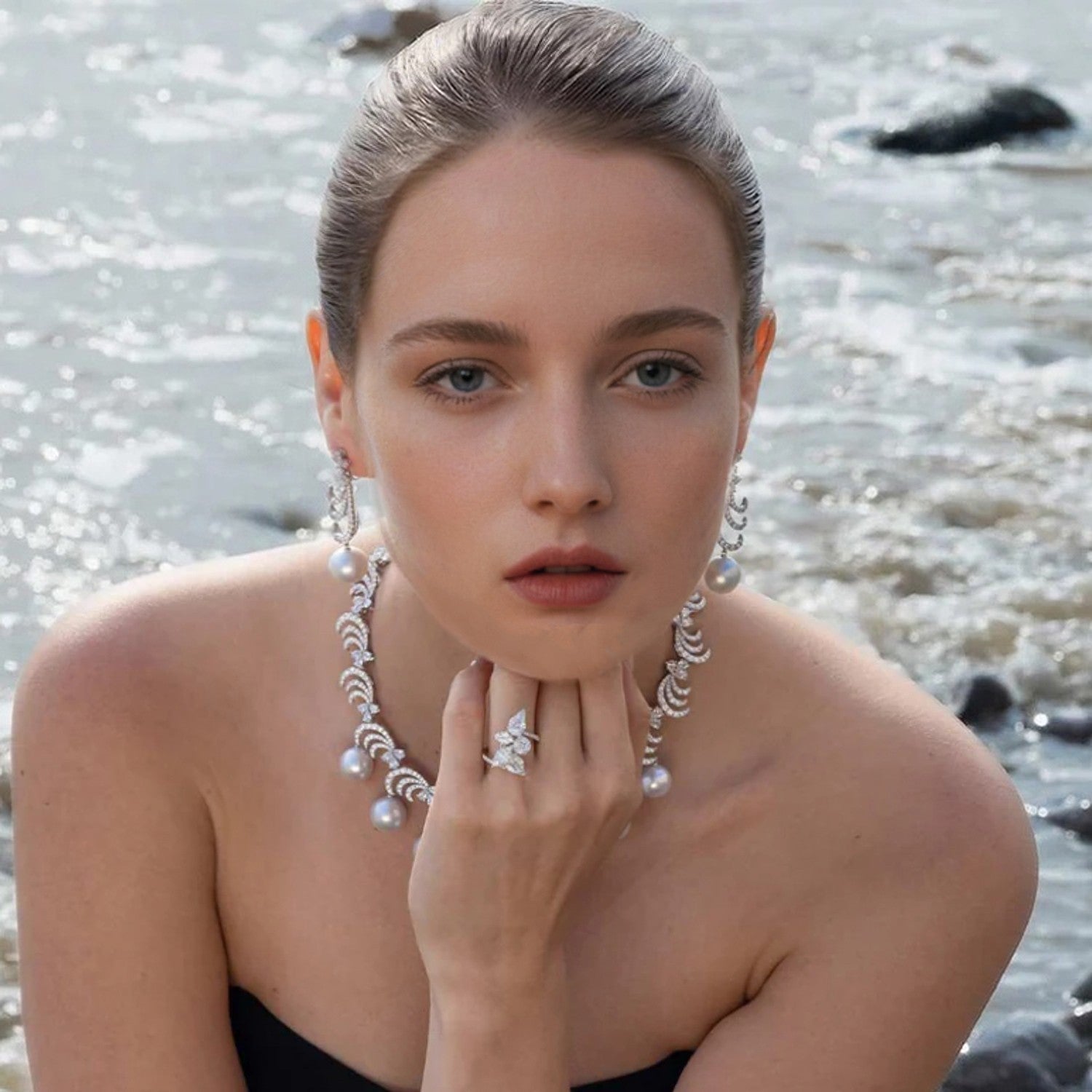 Luxe Lariat Pearl Earrings - Voisson