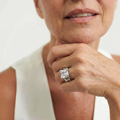 LuxeLink Glass Square Ring - Voisson