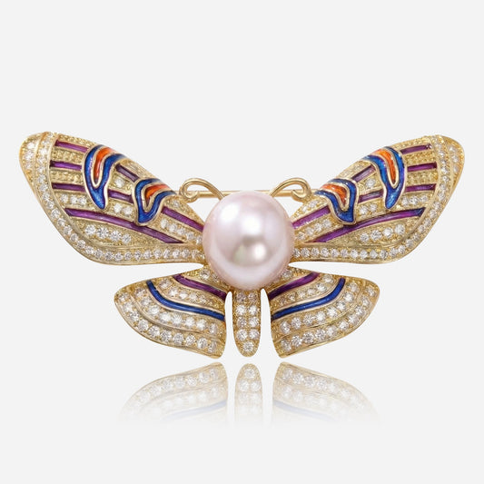 Majestic Pearl Wing Brooch - Voisson