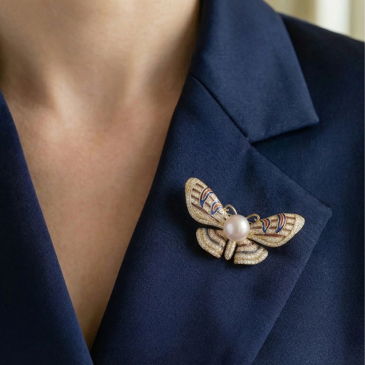 Majestic Pearl Wing Brooch - Voisson