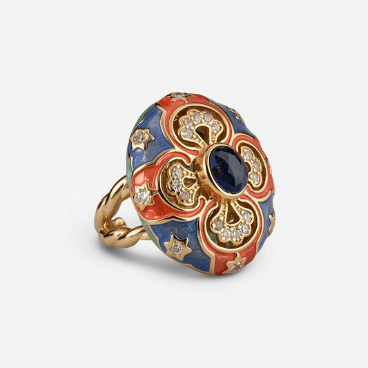 Majesty Enamel Medallion Ring - Voisson