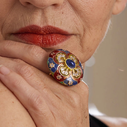 Majesty Enamel Medallion Ring - Voisson