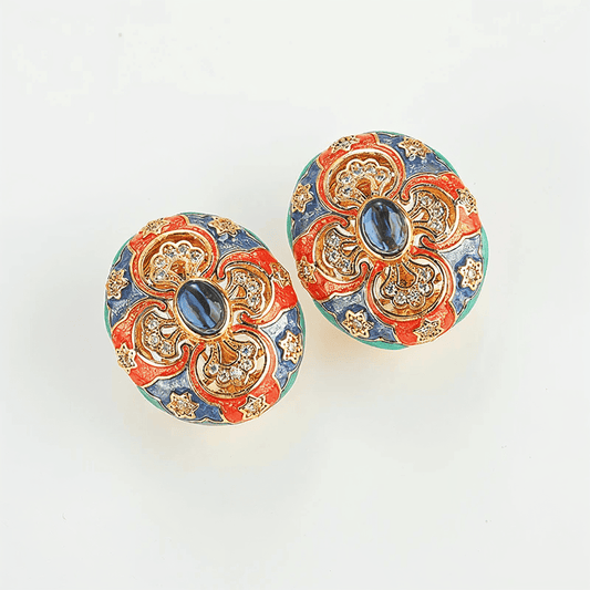 Majesty Enamel Stud Earrings - Voisson