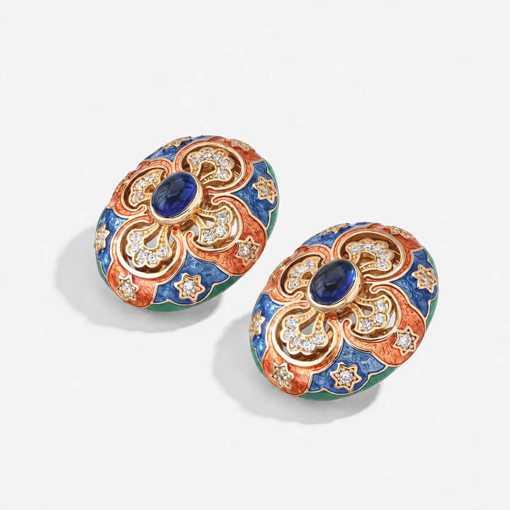 Majesty Enamel Stud Earrings - Voisson