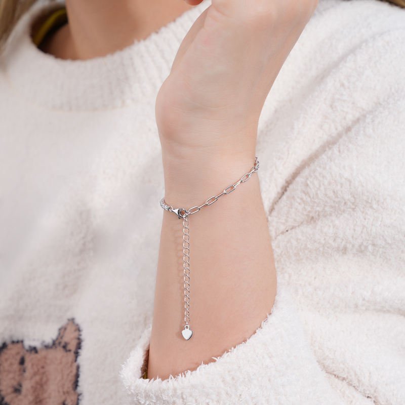 Majesty Moissanite 925 Sterling Silver Chain Bracelet - Voisson