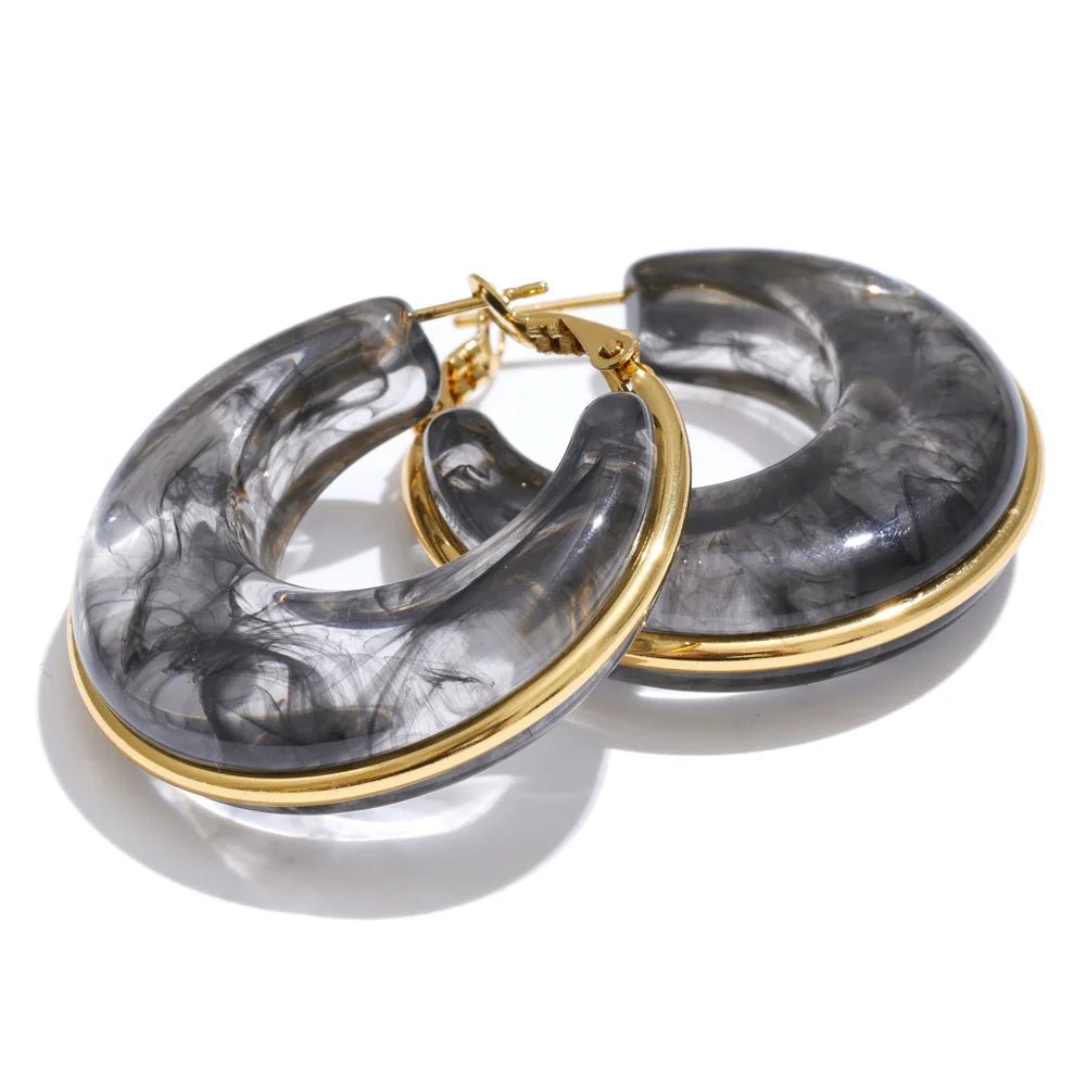 Marble Glow Hoop Earrings - Voisson