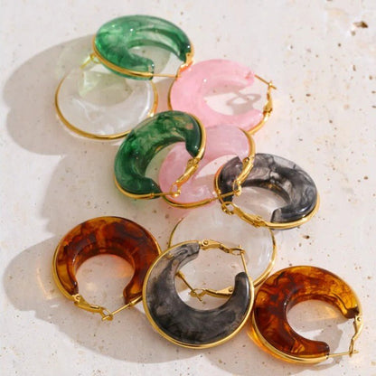 Marble Glow Hoop Earrings - Voisson