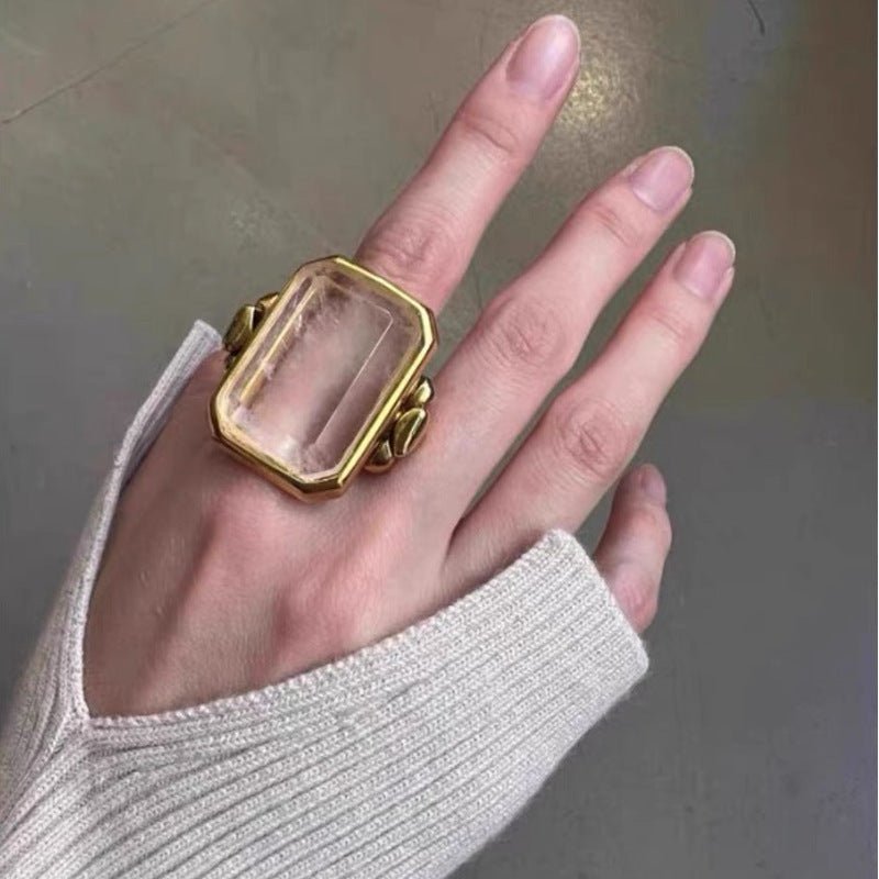 Marique French Vintage Natural Stone Crystal Ring - Voisson