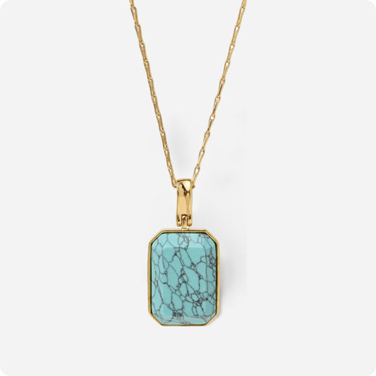 Marique French Vintage Natural Stone Turquoise Necklace - Voisson
