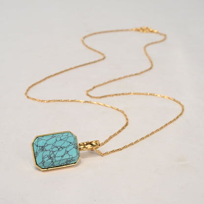 Marique French Vintage Natural Stone Turquoise Necklace - Voisson