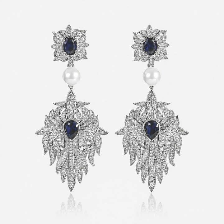 Midnight Pearl Empress Earrings - Voisson
