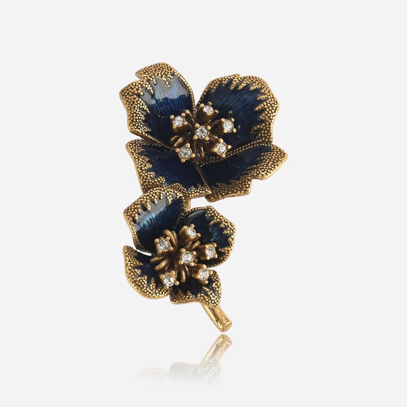 Midnight Sapphire Bloom Brooch - Voisson