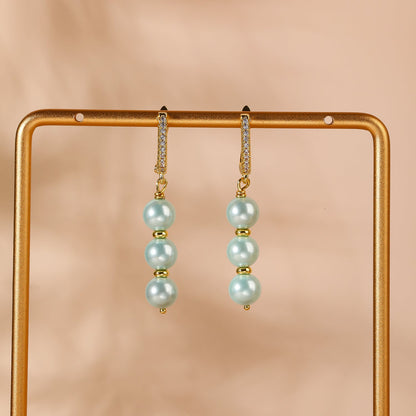 Mint Whisper Pearl Earrings - Voisson