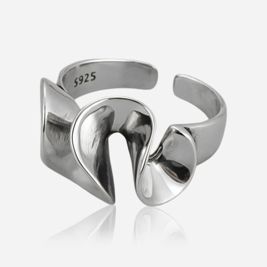 Modern Ribbon 925 Silver Ring - Voisson