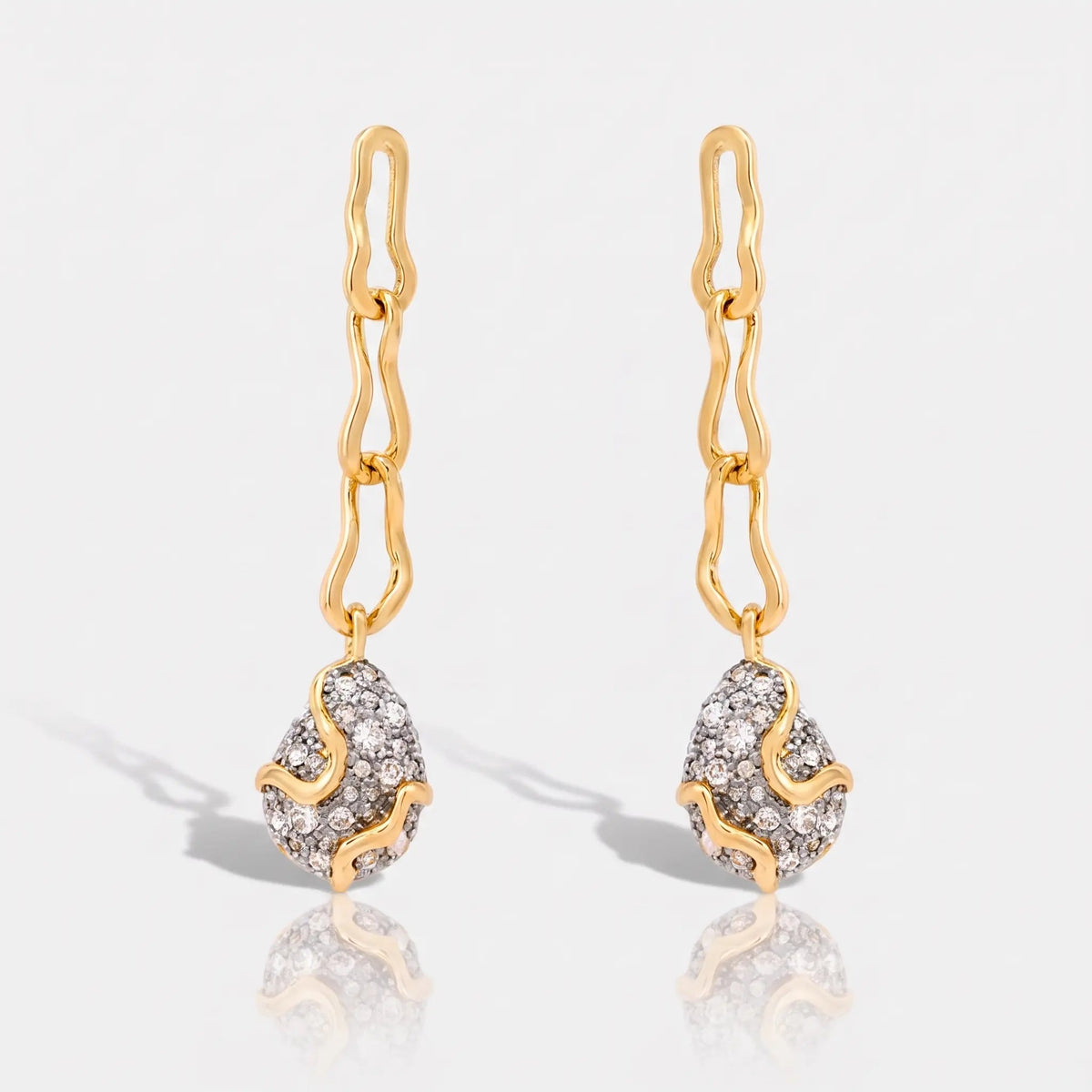 Molten Crystal Drop Earrings - Voisson