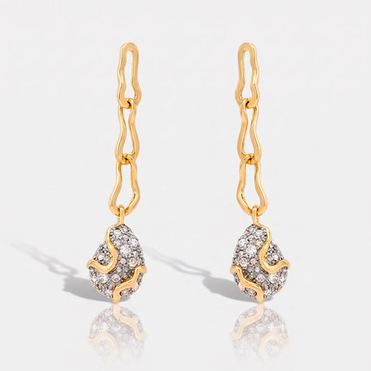 Molten Crystal Drop Earrings - Voisson