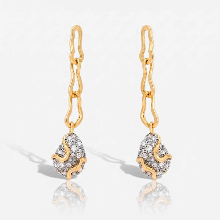 Molten Crystal Drop Earrings - Voisson