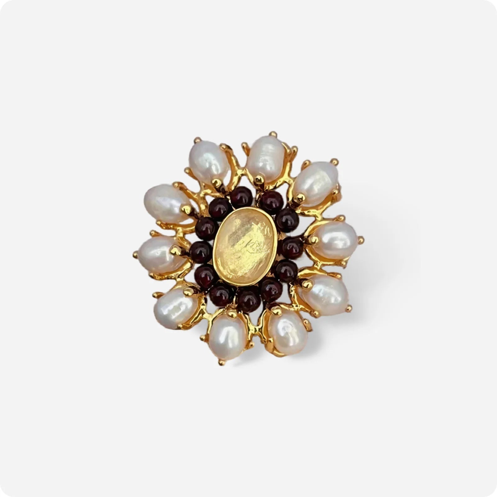 Morningstar Crystal Pearl Vintage Ring - Voisson