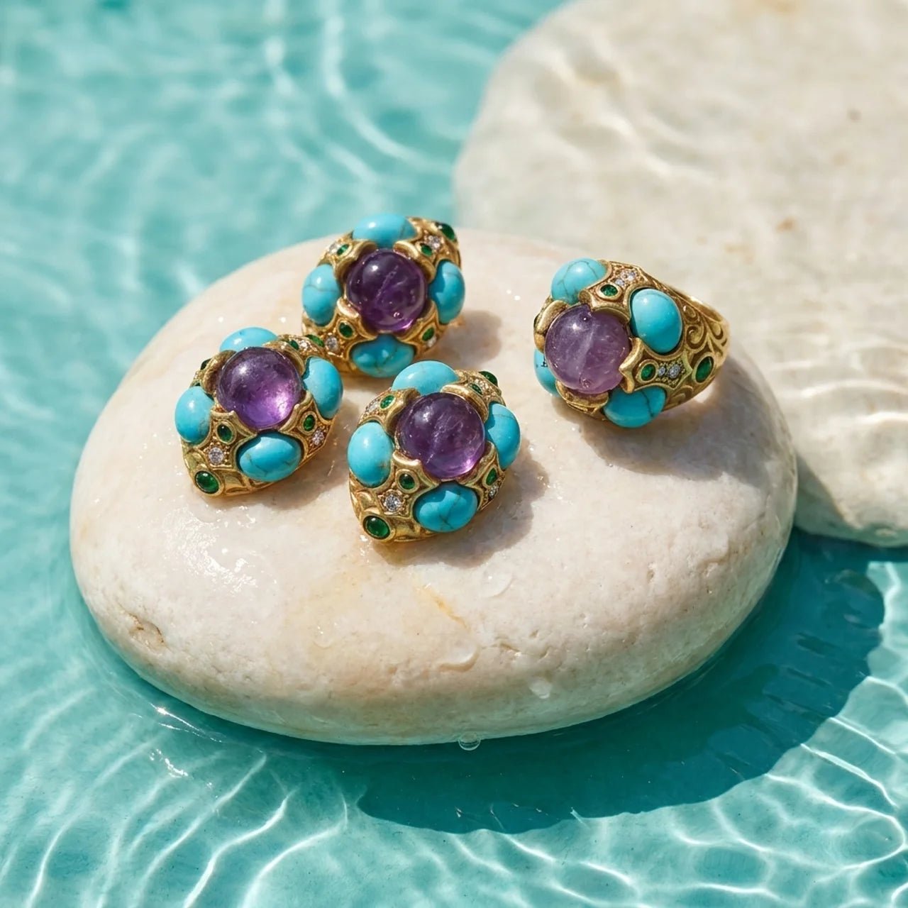 Mystic Oasis Set – Earrings & Ring - Voisson