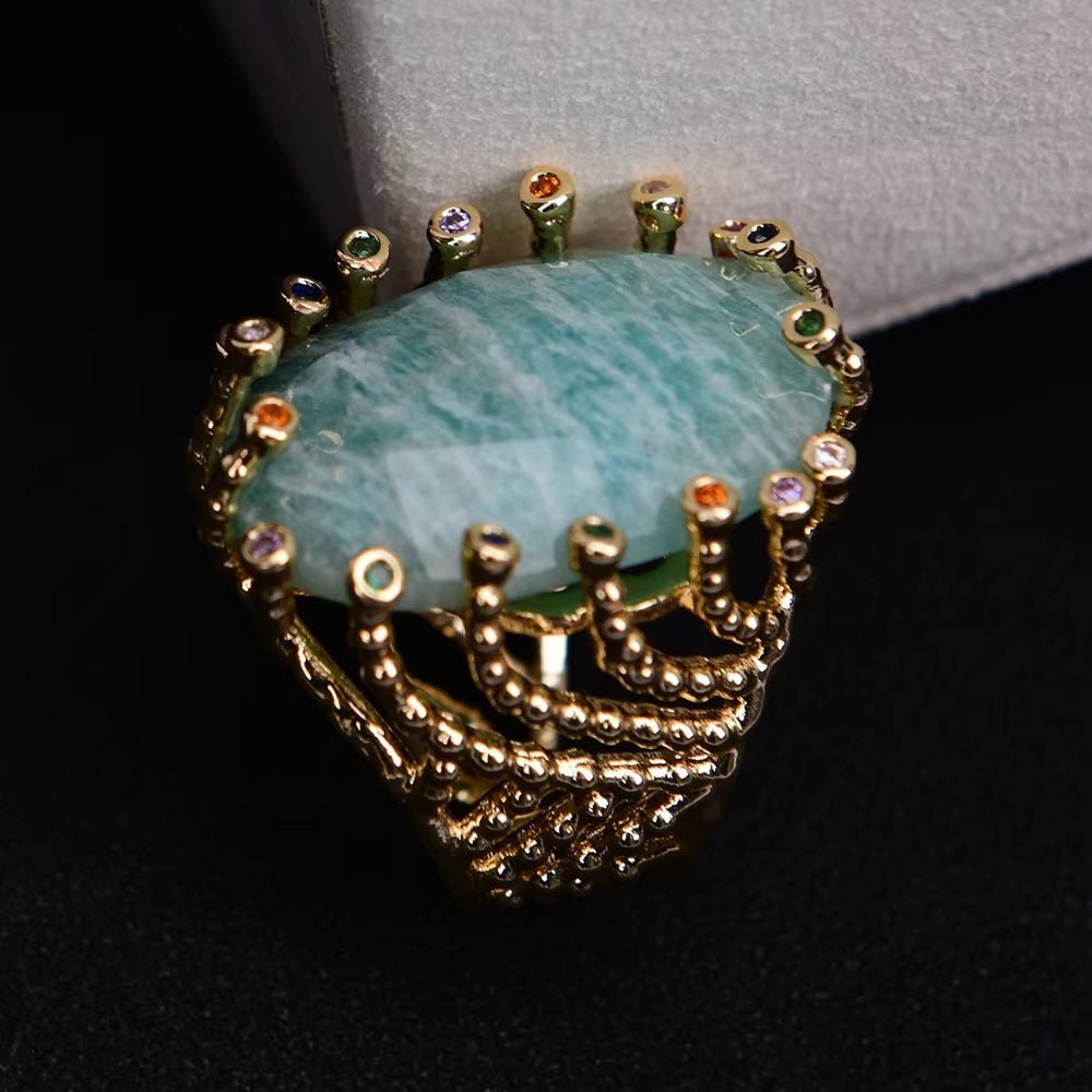 NativeSpark Amazonite Adjustable Ring - Voisson