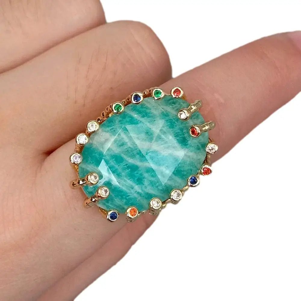 NativeSpark Amazonite Adjustable Ring - Voisson