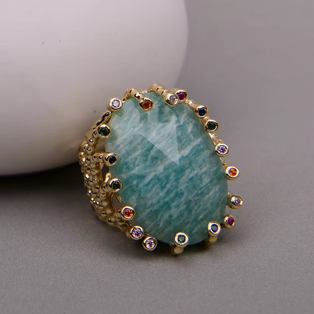 NativeSpark Amazonite Adjustable Ring - Voisson