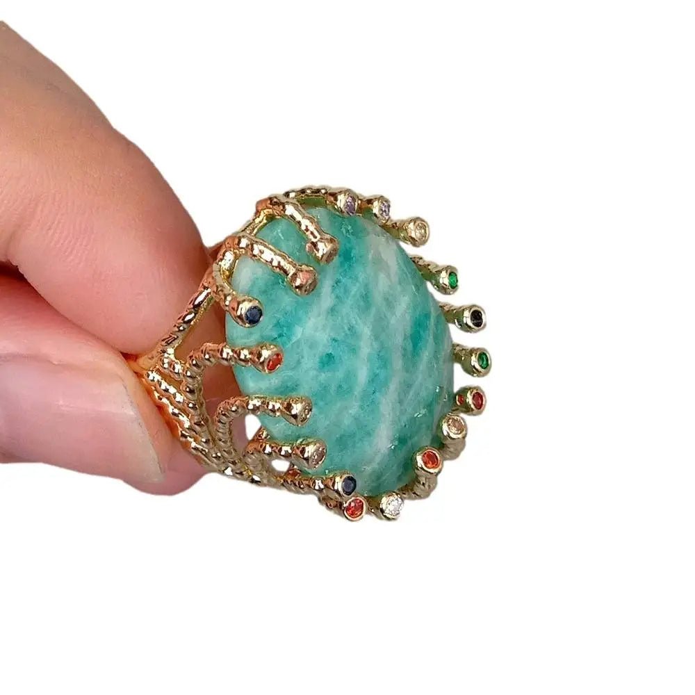 NativeSpark Amazonite Adjustable Ring - Voisson