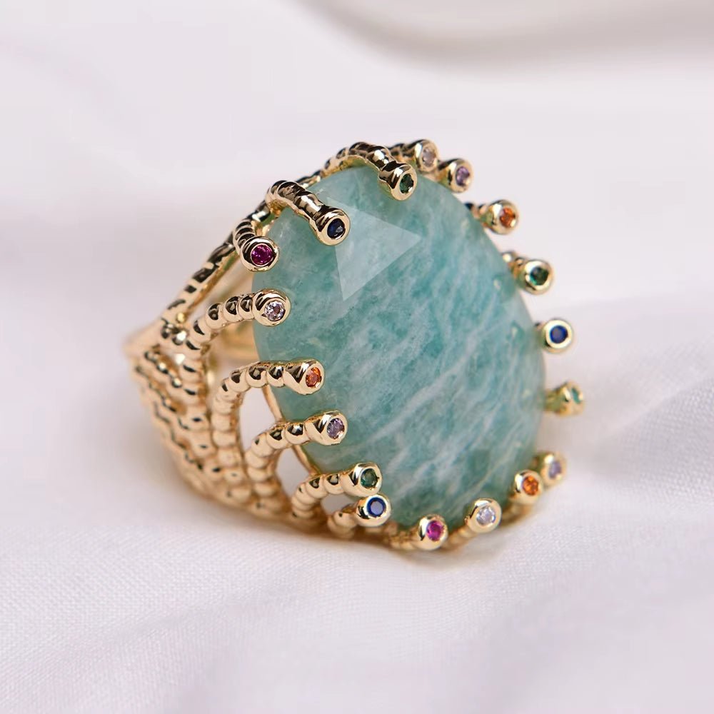 NativeSpark Amazonite Adjustable Ring - Voisson