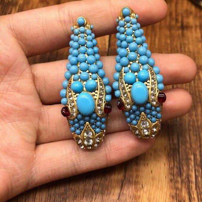 Nile Serpent Turquoise Earrings - Voisson