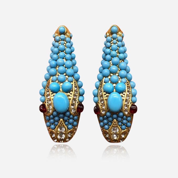 Nile Serpent Turquoise Earrings - Voisson