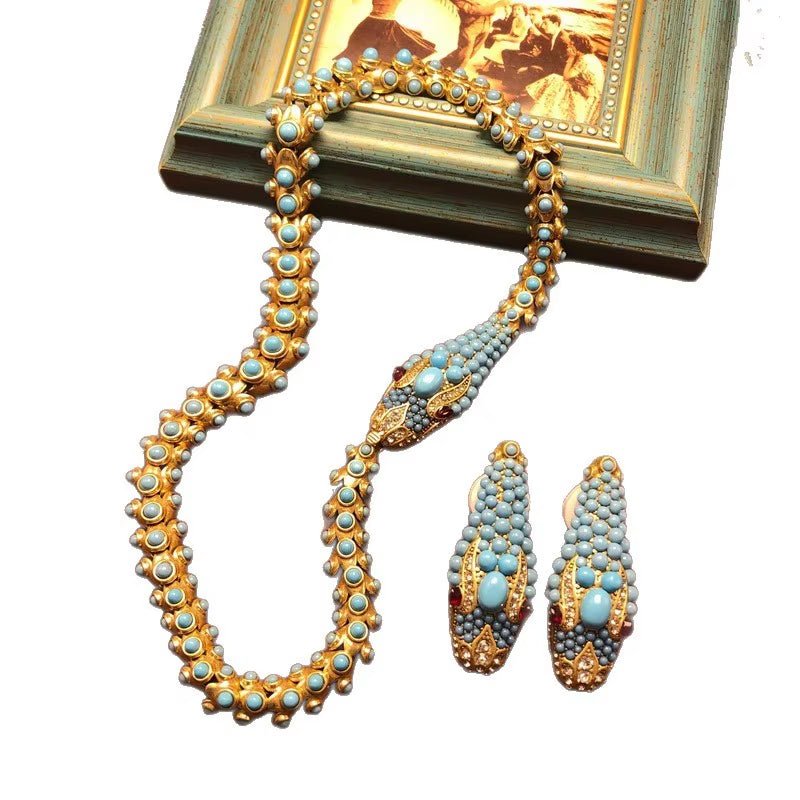 Nile Serpent Turquoise Earrings - Voisson